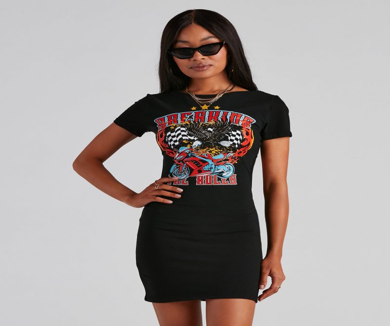 TableClothsUs Rulebreaker Graphic Cutout Short Dress