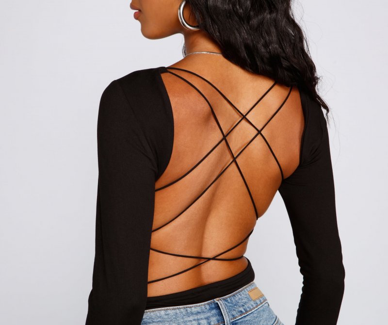 TableClothsUs Falling For Basics Open Back Bodysuit