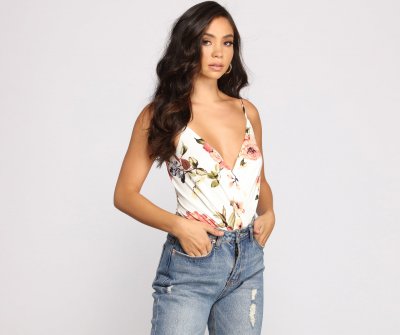 TableClothsUs Floral Babe Spaghetti Strap Bodysuit