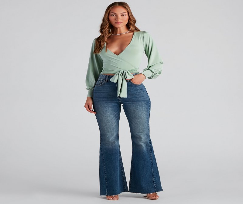 TableClothsUs Slinky Knit Wrap Front Top