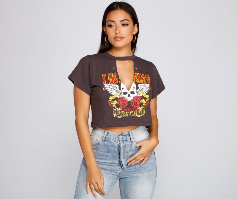 TableClothsUs Edgy Babe Cutout Crop Top