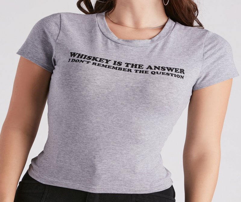 TableClothsUs Whiskey Is The Answer Cropped Graphic Tee