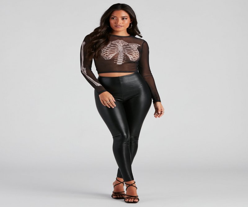 TableClothsUs Sultry Skeleton Mesh Crop Top