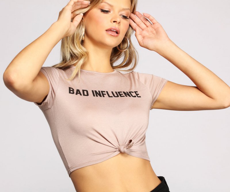 TableClothsUs Bad Influence Cropped Graphic Tee