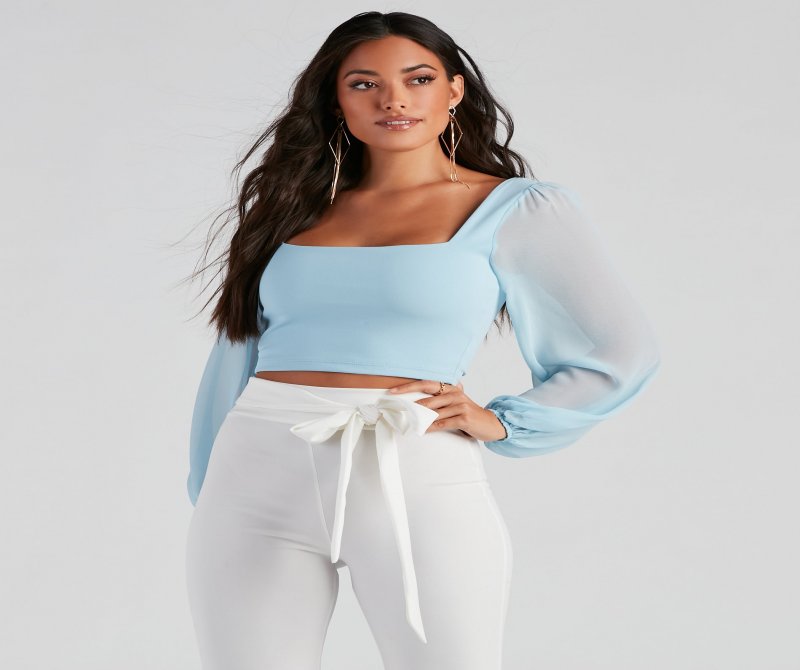 TableClothsUs Classy Chic Chiffon Crop Top