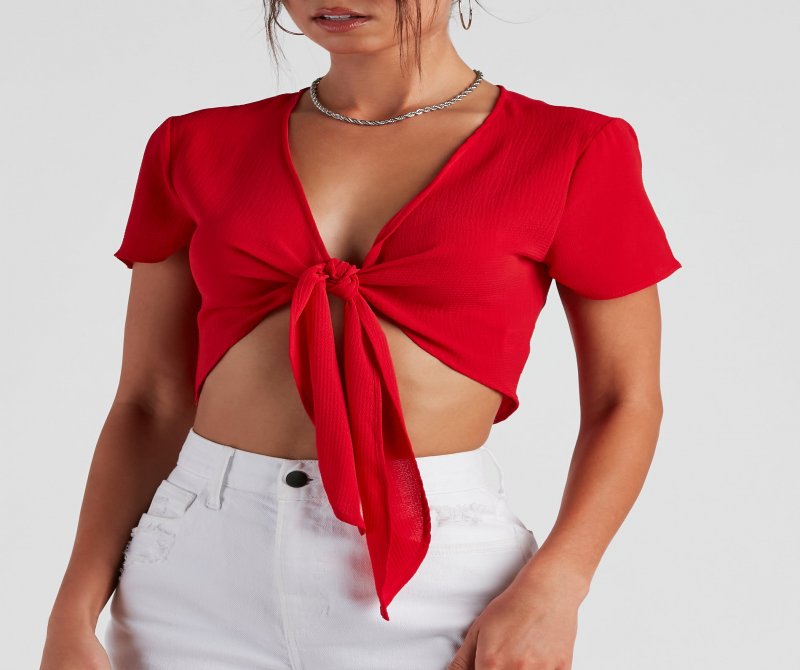 TableClothsUs Total Keep Crepe Tie-Front Top