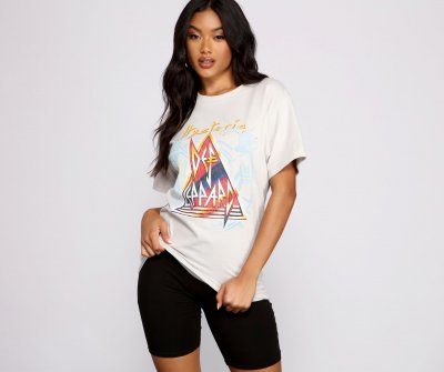 TableClothsUs Oversized Def Leppard Band Tee