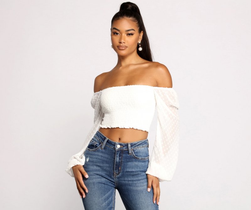 TableClothsUs Dotted Darling Smocked Crop Top