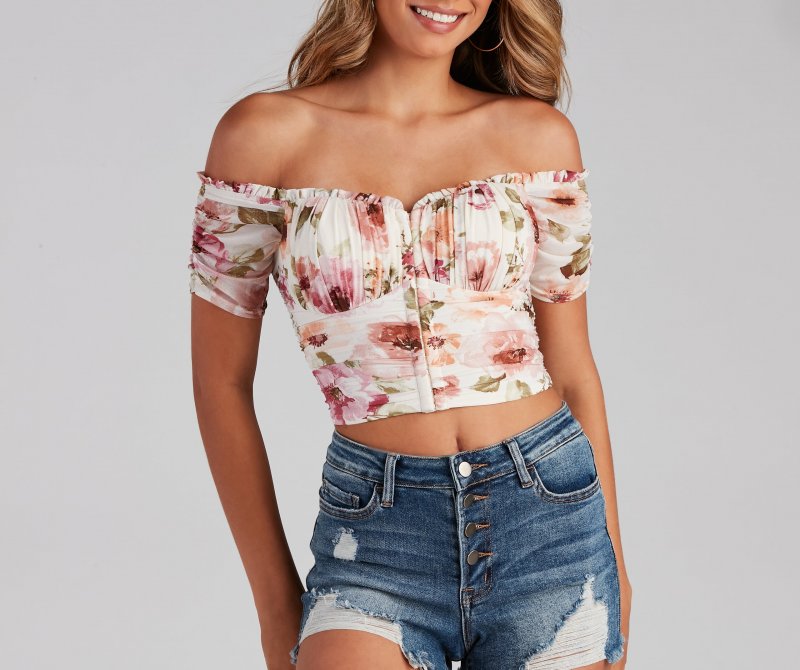 TableClothsUs Spring Fling Mesh Floral Bustier