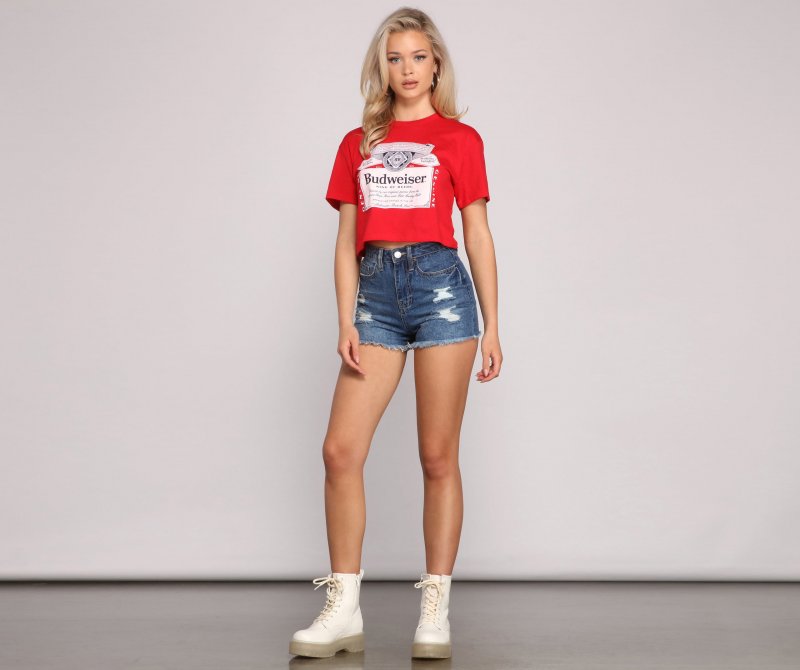 TableClothsUs Budweiser Graphic Crop Top