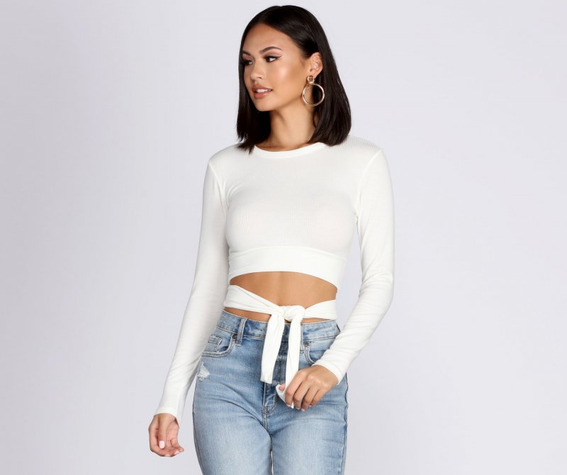 TableClothsUs Wrap Waist Ribbed Crop Top