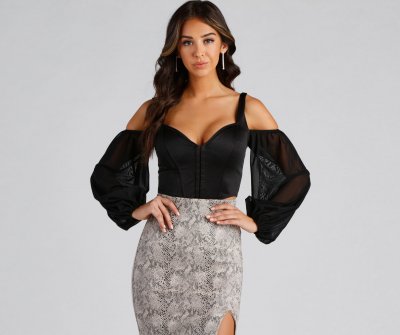 TableClothsUs Feelin' Luxe Satin Corset Crop Top