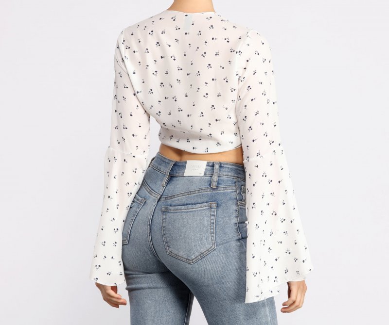 TableClothsUs Sweet Floral Bell Sleeve Top