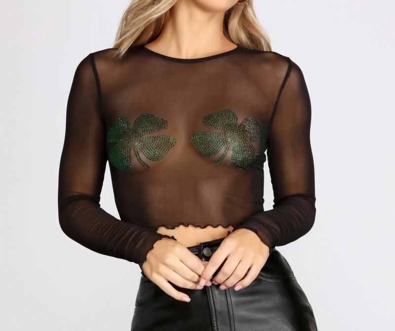 TableClothsUs Shake Your Shamrocks Mesh Cropped Top