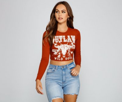 TableClothsUs Outlaw Cutie Open Back Crop Top