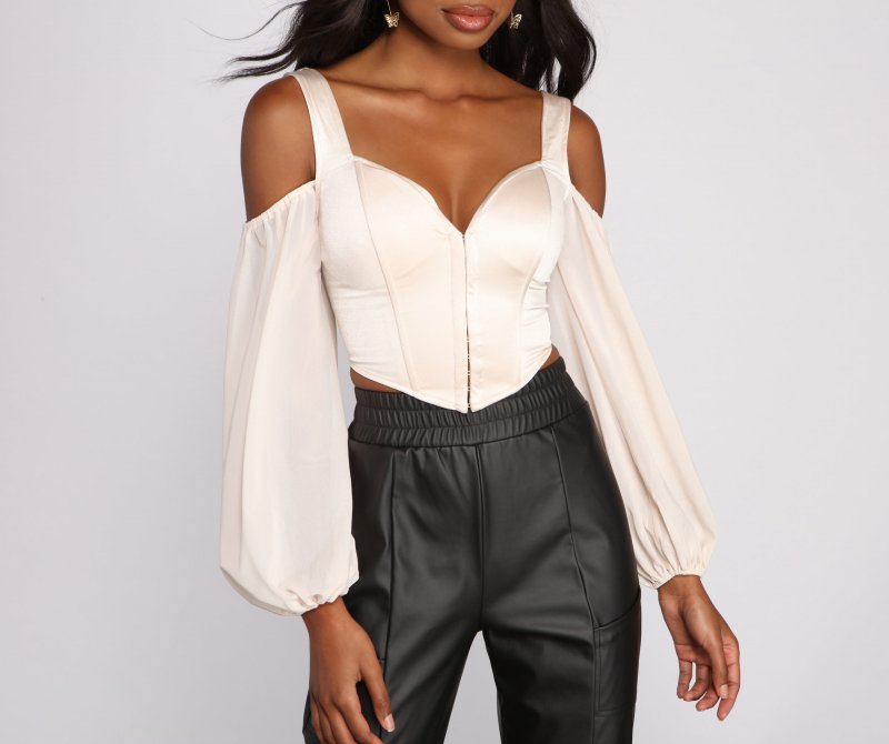 TableClothsUs Feelin' Luxe Satin Corset Crop Top