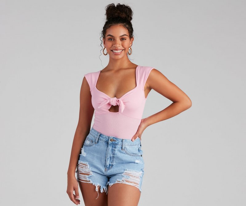 TableClothsUs Sweet Vibes Tie-Front Bodysuit