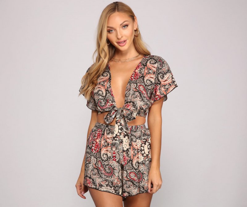 TableClothsUs Stunning Boho Vibes Tie-Front Top