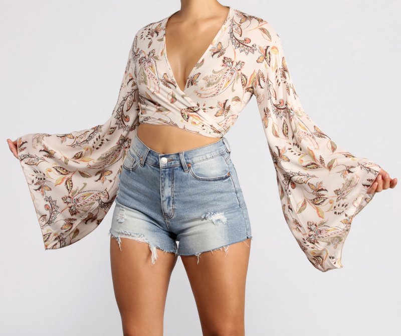 TableClothsUs Boho Honey Tie Front Gauze Top