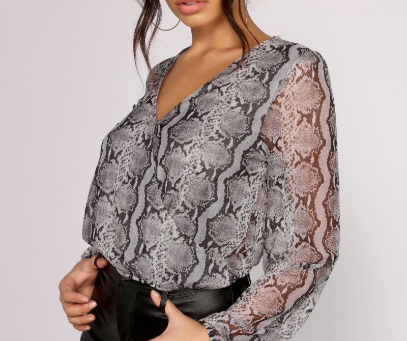 TableClothsUs Viper Vixen Snake Print Mesh Top