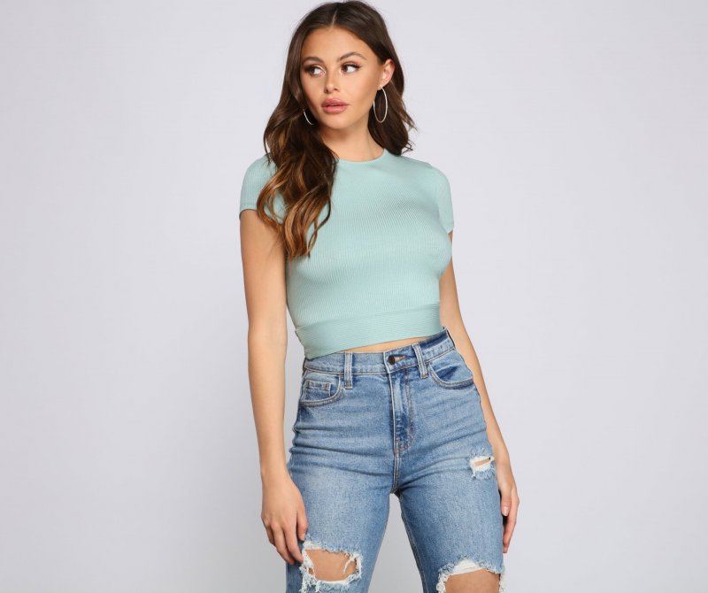 TableClothsUs Basic Mood Ribbed Knit Crop Top