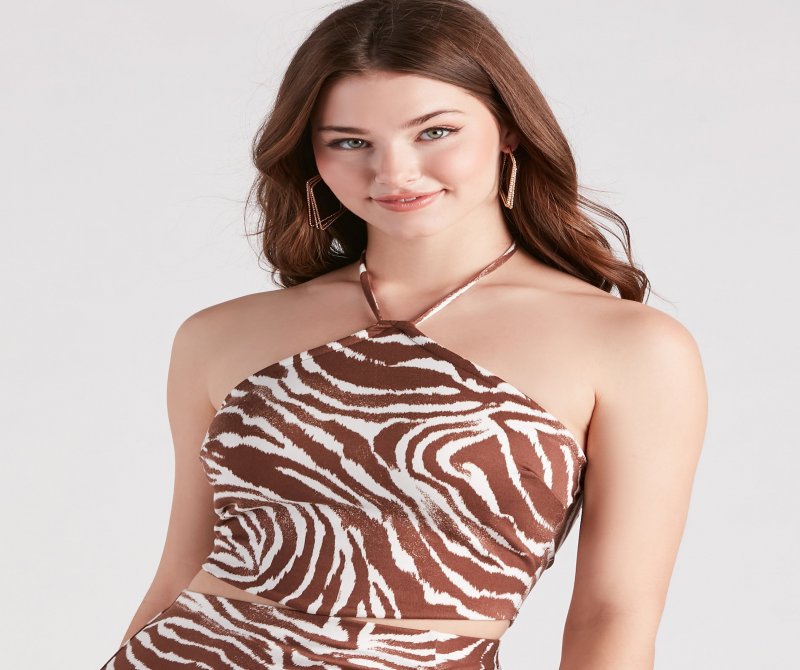 TableClothsUs Wild Style Zebra Print Crop Top