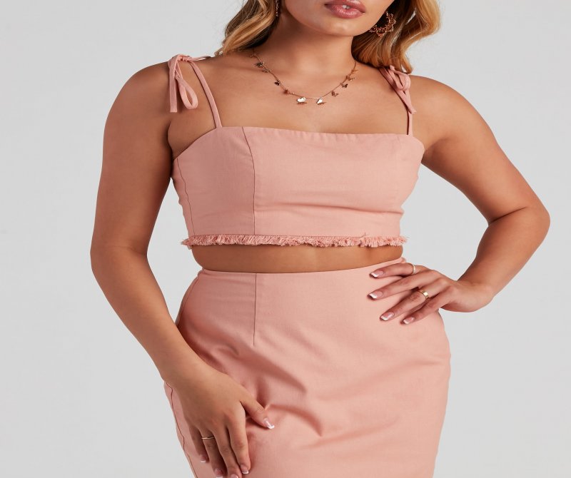 TableClothsUs Social Linen Tie Strap Crop Top