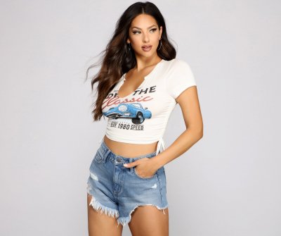 TableClothsUs On The Edge Motorcycle Crop Top