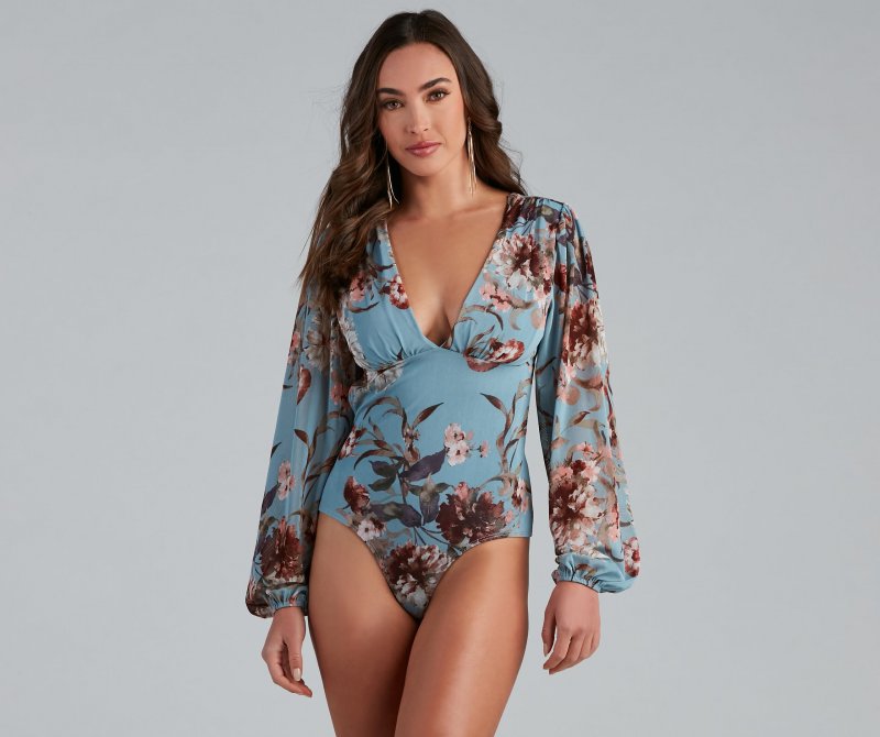 TableClothsUs Blooming Chic Floral Bodysuit