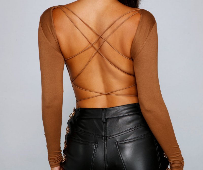 TableClothsUs Falling For Basics Open Back Bodysuit