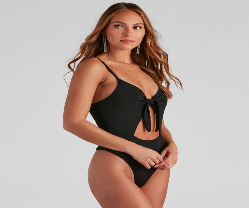 TableClothsUs Tied To You V-Neck Cutout Bodysuit