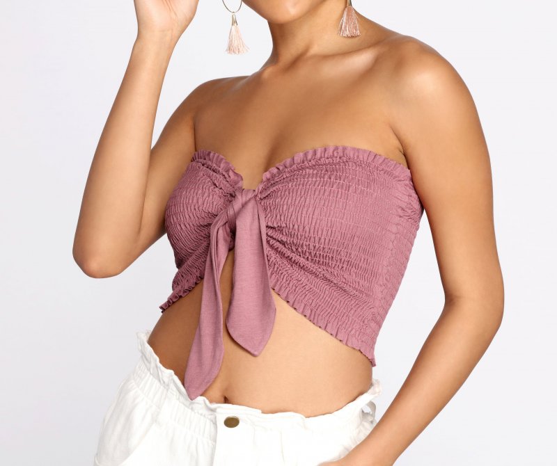 TableClothsUs Smocked Tie Front Tube Top