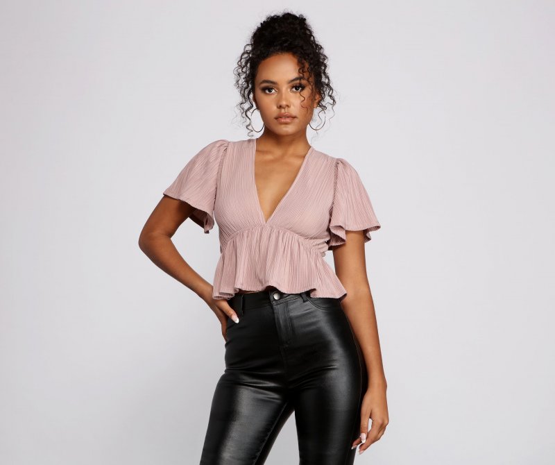 TableClothsUs Pleated And Poised Peplum Blouse