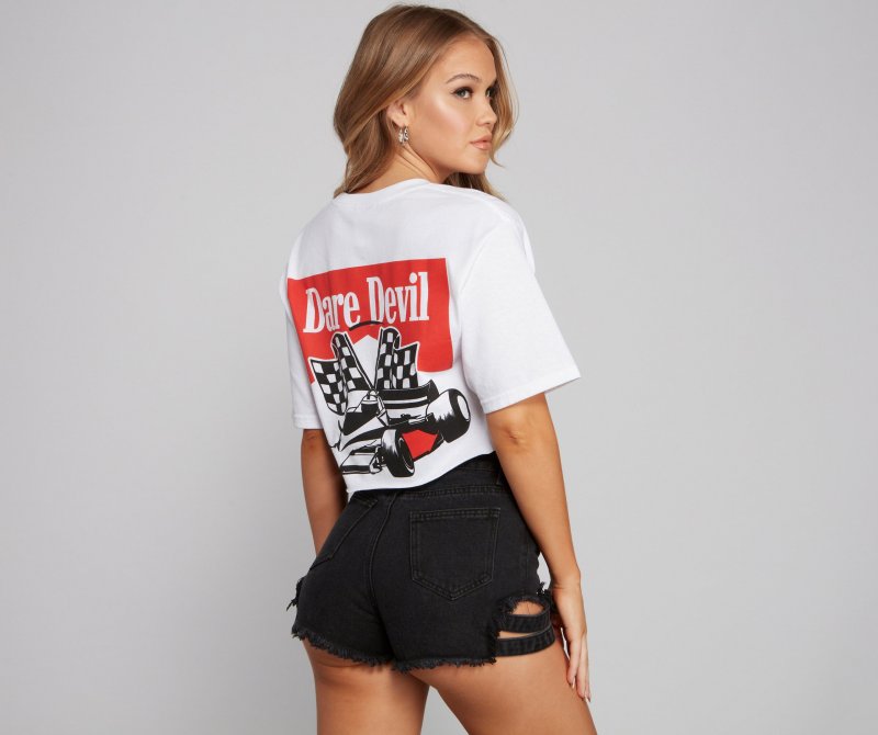 TableClothsUs Daredevil Racing Graphic Crop Top