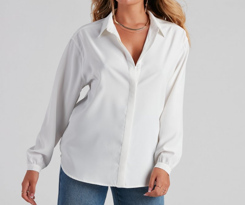 TableClothsUs Office Chic Collared Button Up Blouse