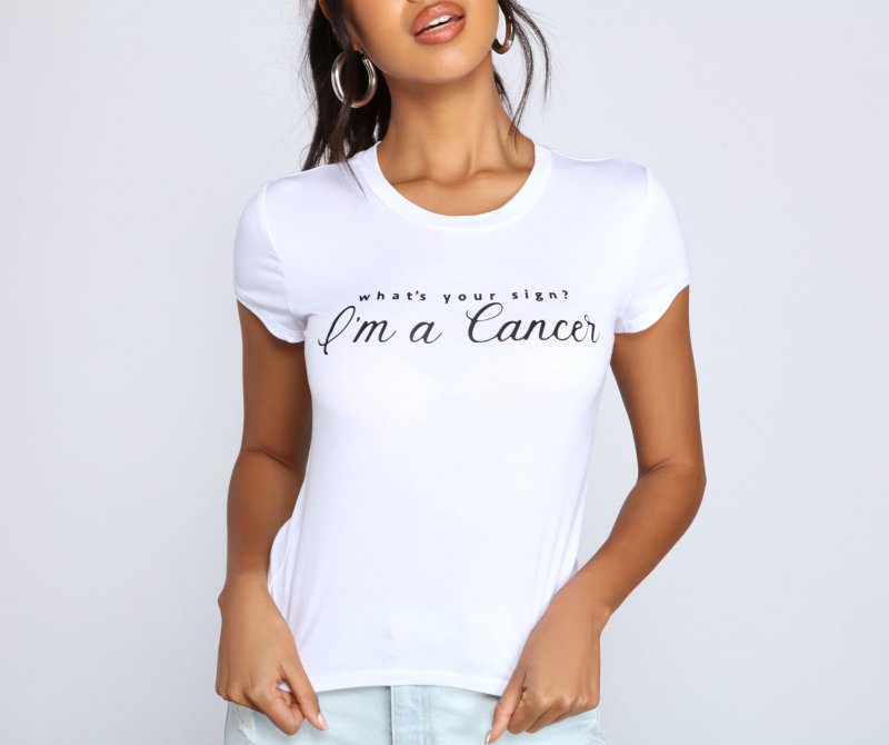 TableClothsUs Cancer Trendy Zodiac Graphic Tee