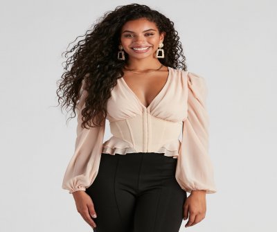 TableClothsUs Chic Charm Chiffon Peplum Corset Top