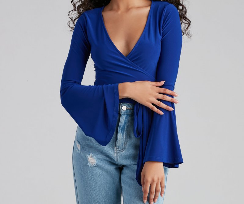 TableClothsUs Wrapped In Chic Bell Sleeve Top